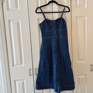 Universal Thread sleeveless blue denim corset midi dress with button front